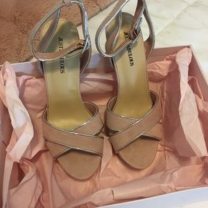 JUSTFAB Nude Platform Heels 6.5